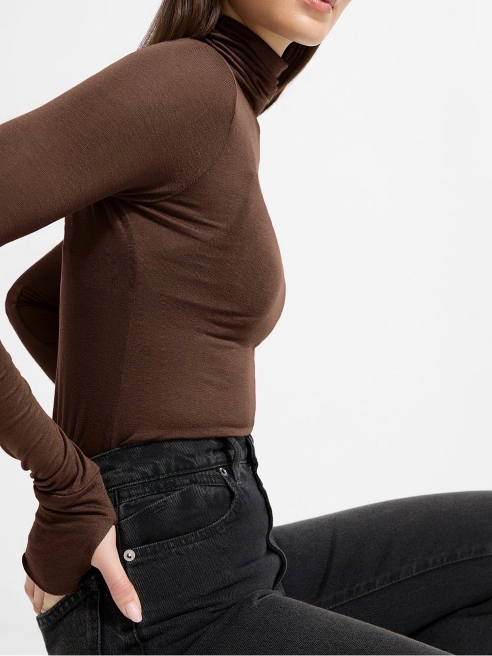 Marcella NYC Espresso ELOISE SHEER TURTLENECK - Picture 4 of 7